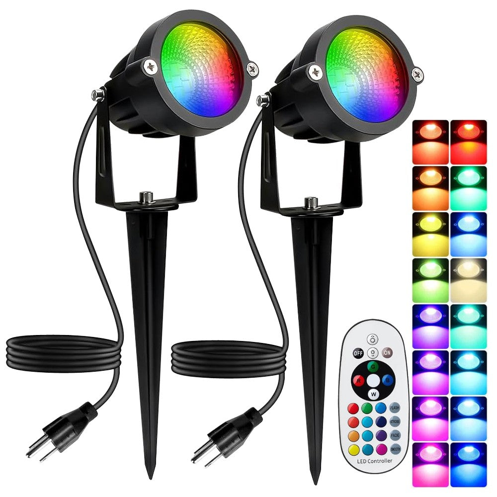 10W RGBW Outdoor Spot Light with Remote Control LED Spike Light Waterproof 110V 220V Landscape Spotlight for Garden,Lawn,Path