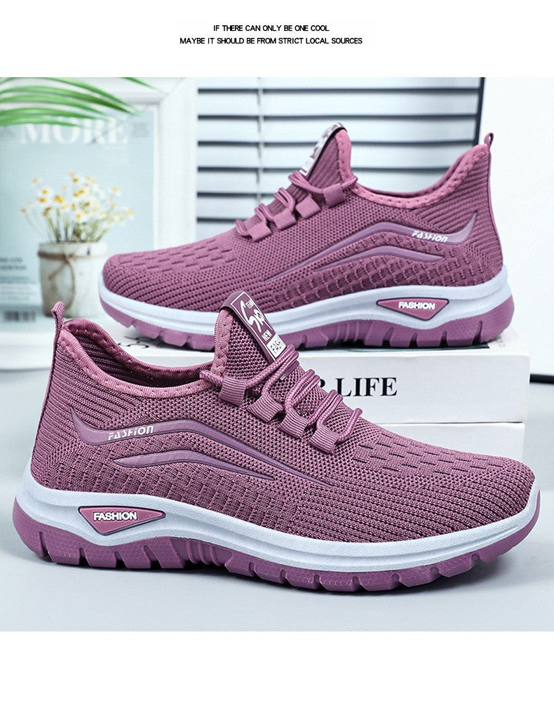 Autumn Women Casual Shoes Breathable Walking Mesh Lace Up Flat Shoes Sneakers Women Tenis Feminino Pink Zapatillas De Mujer