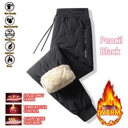 Winter Men Plush Thick Fleece Waterproof Sweatpant Windproof Casual Pants Warm Pants Lambswool Thermal Trousers Casual Outerwear