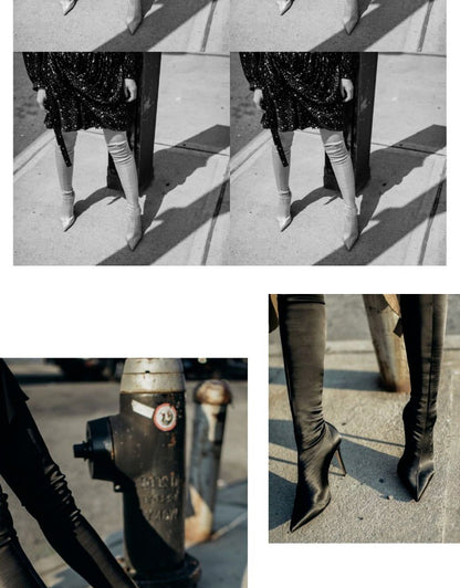 Eilyken Thigh High Over The Knee Elastic Stretch Boots Women  Sexy Thin Heels Sock Long Boots Mujer