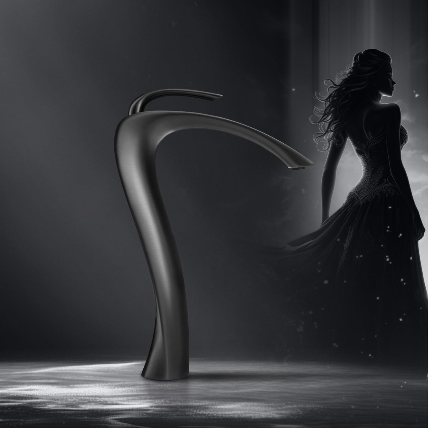 Chrome Luxury Brass Bathroom Vanity Faucet Modern Deck Mounted Basin Tap With Anti-Leak Ceramic Valve Hot/Cold Water Control