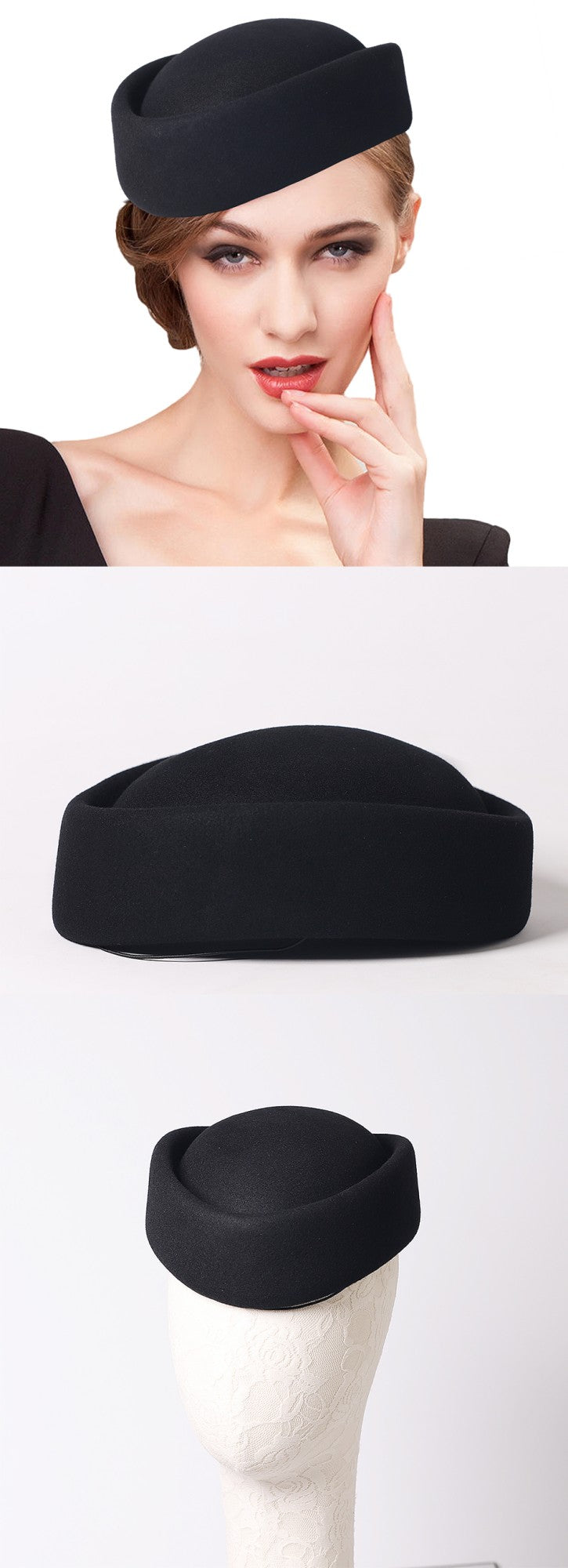 FS Vintage Winter Wool Pillbox Hats Black White Church Hat For Women Elegant Formal Tea Party Wedding Bride Cap Chapeau Femme