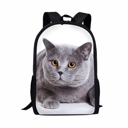 Mochilas de cadernos populares de gato da moda Mochilas escolares para alunos Mochilas para laptop de meninos/meninas à prova d'água de Oxford com estampa 3D