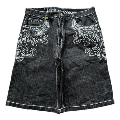 2025 American New Fashion Letter Embroidery Printing Casual Denim Shorts MenY2K Gothic Harajuku Popular Joker Denim Shorts