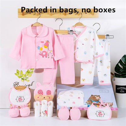 Lawadka 18piece/lot Newborn Baby Clothes For Girls Boys Sets 100% Cotton Infant Spring Autumn Soft Boy Clothing New born Hat Bib