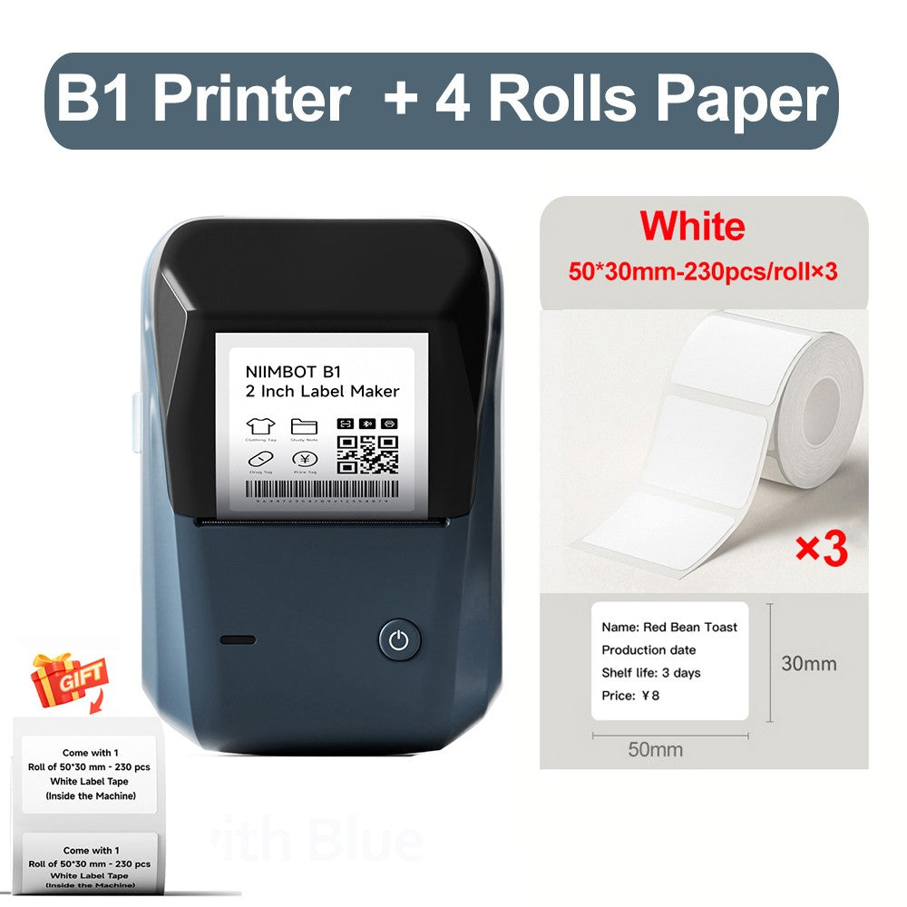 Portable Niimbot B1 Wireless Label Maker Adhesive Sticker Printer Labeling Machine DIY 20-50mm Labels for Office Home