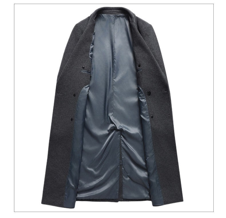Winter Men's Woolen Coat Thicken Warm Trench Coat Men Wool Casual Double Fashion Breasted Long Overcoat Men