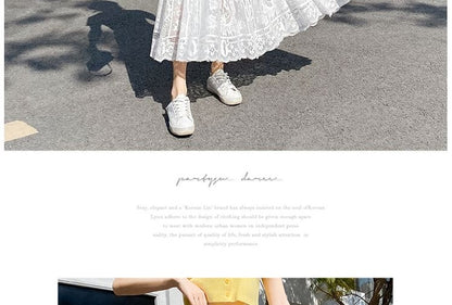 Plus Size plus Size Lace Hollow out f Skirt mid Waist Long Sle Fairy Skirt A-Line Umbrella Skirt Trendy Women's Clothing