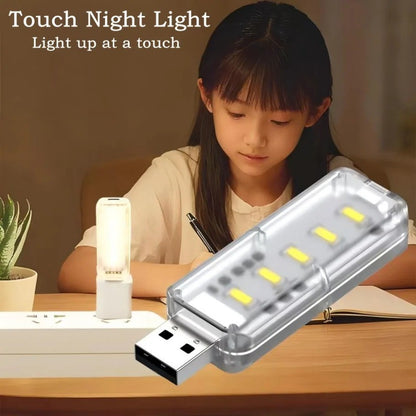 10LEDs USB Touch Dimming Night Light 5V Portable 3000K/6500K Bulb for Bedroom Study PC Laptop Mobile Power Bank Plug in Lighting