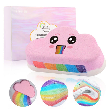 1/4 unidades de bombas de banho arco-íris, conjunto de presente, bombas de banho orgânicas feitas à mão para crianças e meninas, bomba efervescente natural para banho de espuma infantil