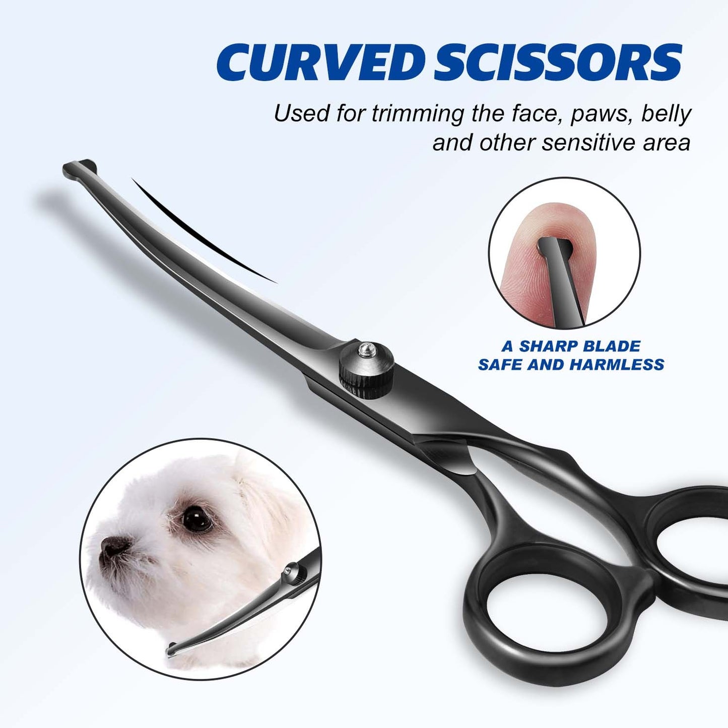 Kit de Tesouras de Aço Inoxidável para Tosa de Animais de Estimação para Destros - Conjunto de 4 Peças com Pontas Redondas de Segurança para Cães e Gatos
