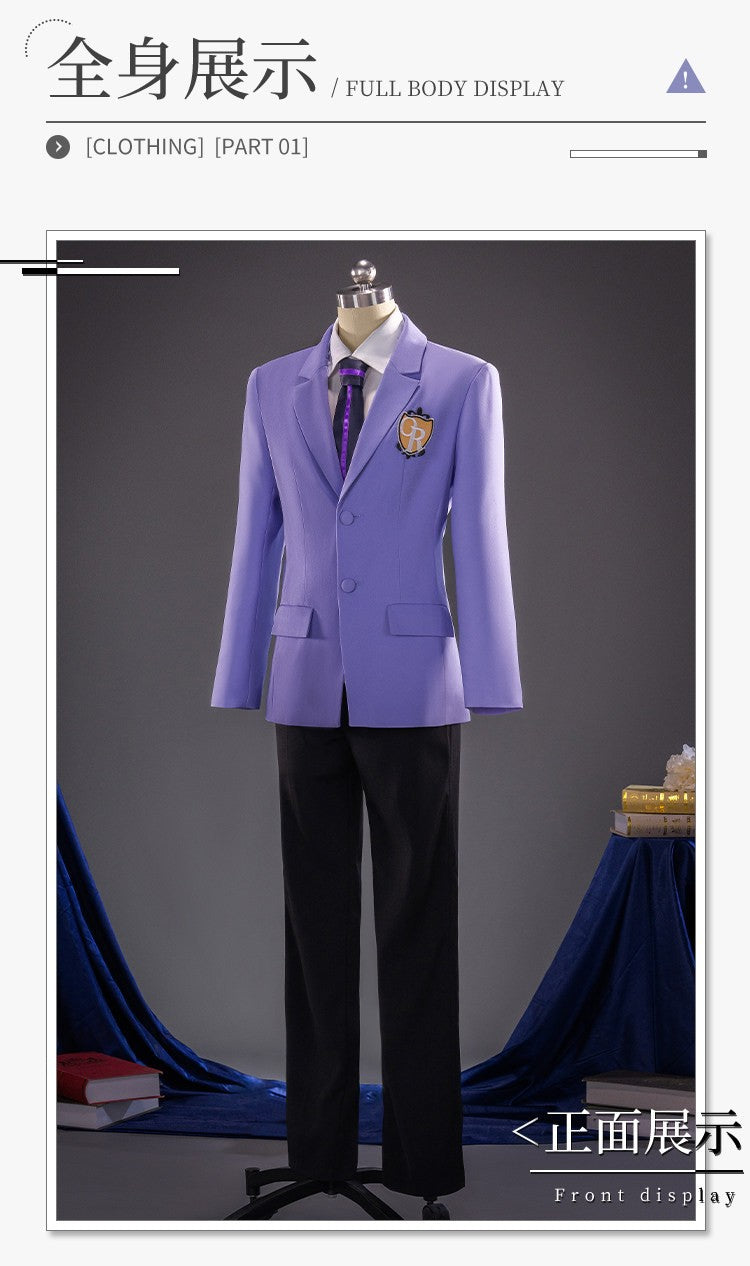 Ouran High School Host Club Haruhi Fujioka Cosplay Costume DK Uniform Purple Suit Anime Roleplay Men Women Full Set