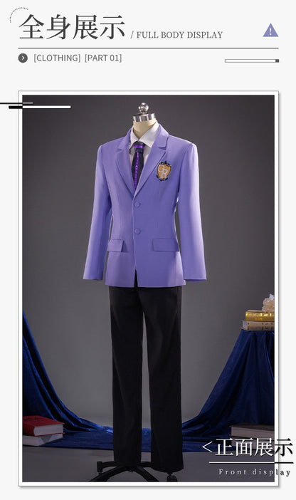 Ouran High School Host Club Haruhi Fujioka Cosplay Costume DK Uniform Purple Suit Anime Roleplay Men Women Full Set