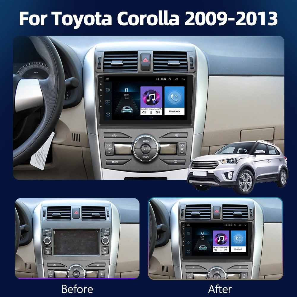 Rádio automotivo Podofo 2 Din Android Multimídia Vídeo Player para Toyota Corolla 2009-2013 Navegação GPS 2din Carplay Auto Estéreo