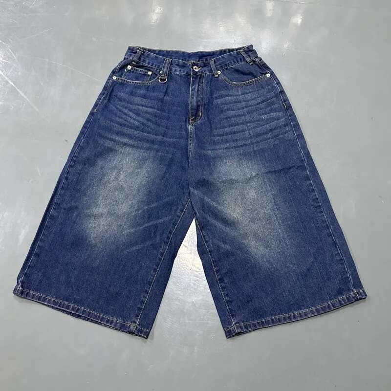IEFB Calça Jeans Masculina de Verão Azul Velho Lavada Jeans Masculino Reta Casual Masculina Solta Perna Larga Novidade Moda 9C354