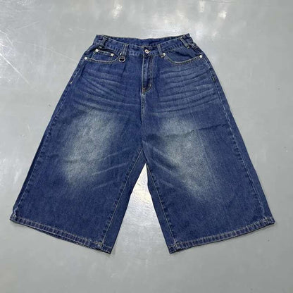 IEFB Calça Jeans Masculina de Verão Azul Velho Lavada Jeans Masculino Reta Casual Masculina Solta Perna Larga Novidade Moda 9C354