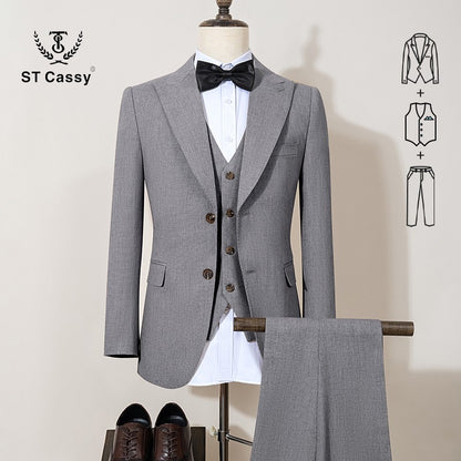 ST Cassy new 2 buttons on suit modern design mens office wear blazer coustime homme luxe Bead edge craftsmanship