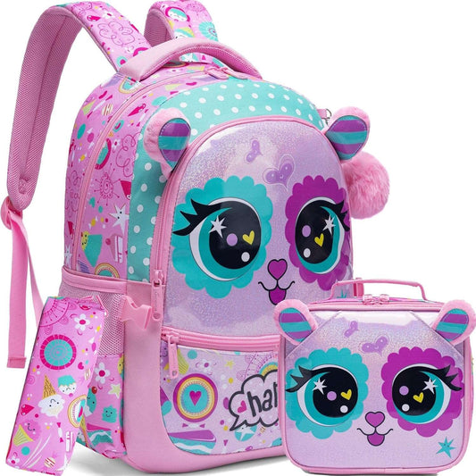 Cute Animal Design Backpack for Kids School Backpack with Lunch Bag Large Capacity Lightweight Bookbag for Students Perfect Gift