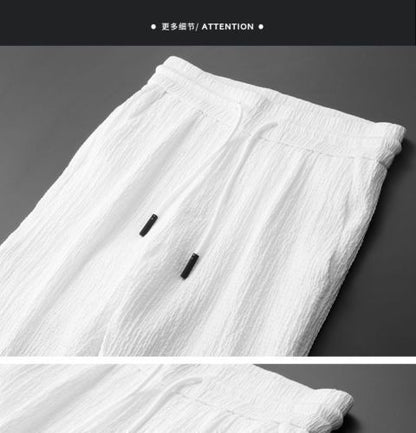 Men Suit Drawstring Pants Blazers Men's Sets Tracksuit Spring Autumn Pleated Suits Thin Casual Outfits Black White Single Button