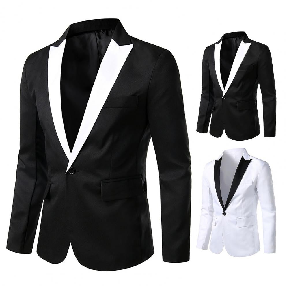 Men Formal Loose Contrast Color Suit Coat Classic Men Suit Coat