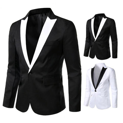 Men Formal Loose Contrast Color Suit Coat Classic Men Suit Coat