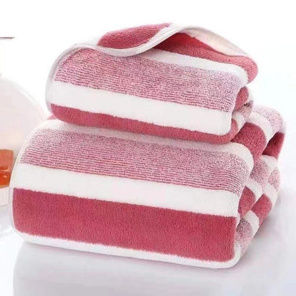 Conjunto de 4 Toalhas de Banho Listradas, Absorventes e de Secagem Rápida, Super Macias e Amigas da Pele Para o Banheiro de Casa