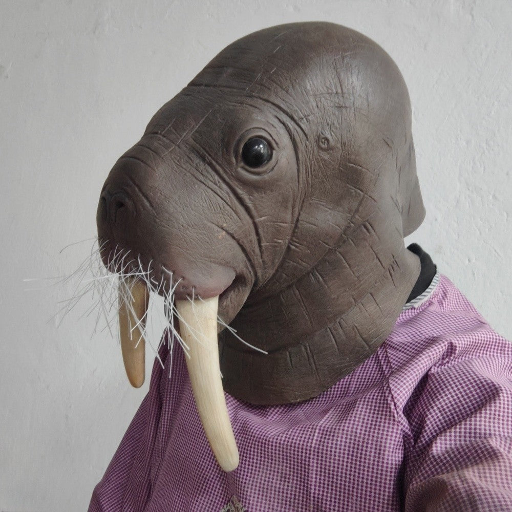 Realistic Walrus Latex Full Head Mask Adult Role Play Sea Creature Head Cover Animal Mask Halloween Cosplay Party Costume Props