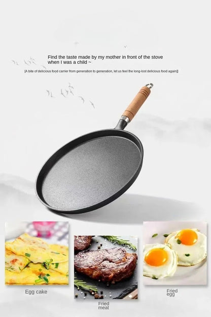 26cm Cast Iron Frying Pan Uncoated Non-stick Egg Pancake PanCrepe Maker Steak Frying Pot Gas Induction Cooker Kitchen Cookware