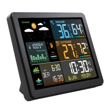 Wireless Weather Station with Colorful Display, Wall Digital Clock, Dual Alarm Clock, Barometer, Thermometer, Hygrometer