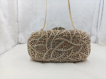 XIYUAN Women Burgundy Stones Evening Bags Crystal Clutch Wedding Party Rhinestone Handbags Bridal Floral Minaudiere Purses Green