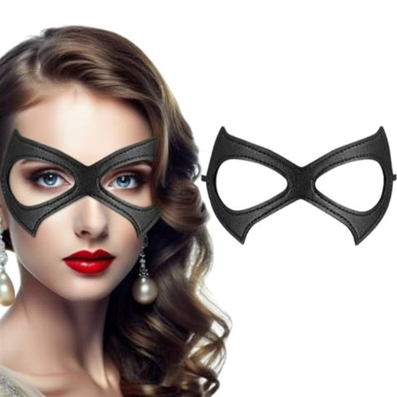 Adjustable Leather Cat Mask for Cosplay Mardi Gras Ball Halloween Costume Adult Size with Eye Holes
