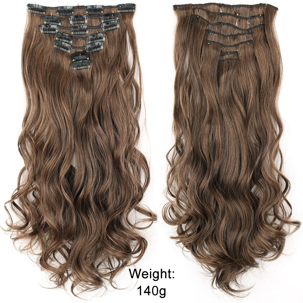 Cabelo Liso Comprido 16 Clipes 7 Pçs/Conjunto de Apliques de Cabelo Sintético Natural Loiro Preto Resistente ao Calor 2026