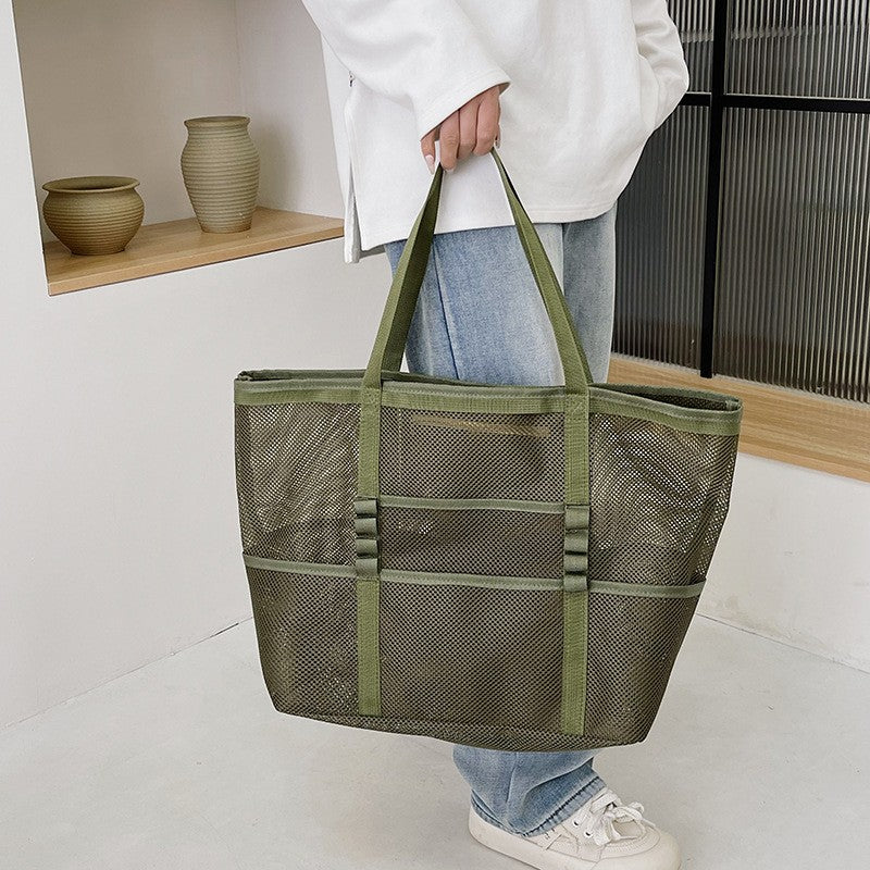 Foldable Lightweight Beach Bags Large Capacity Grocery Produce Tote Bag Beach Shoulder Bag Women's Casual Shopping Bags