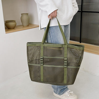 Foldable Lightweight Beach Bags Large Capacity Grocery Produce Tote Bag Beach Shoulder Bag Women's Casual Shopping Bags