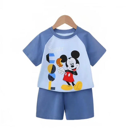 Summer cartoon T-shirt Shorts Children's boys Set Cotton Tees Pants Leisure Boys And Girls Babies Clothes Casual 2pcs
