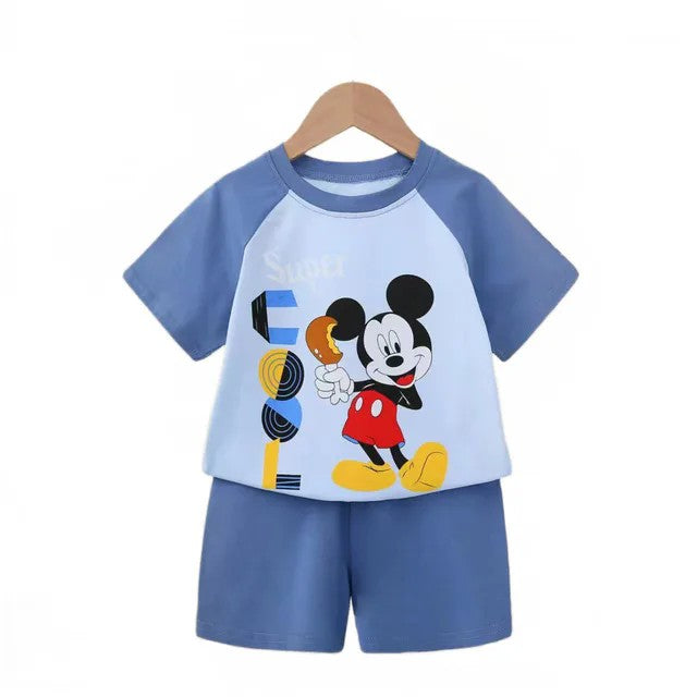 Summer cartoon T-shirt Shorts Children's boys Set Cotton Tees Pants Leisure Boys And Girls Babies Clothes Casual 2pcs