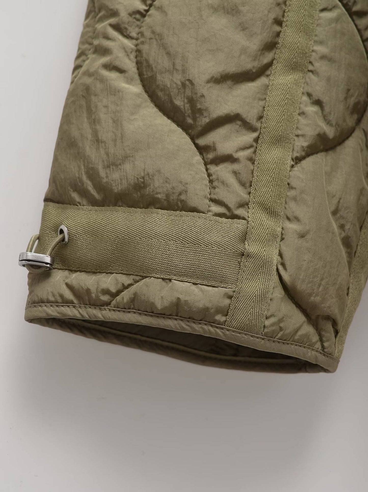 European and American style winter new style stand collar loose drawstring zipper cotton jacket for women