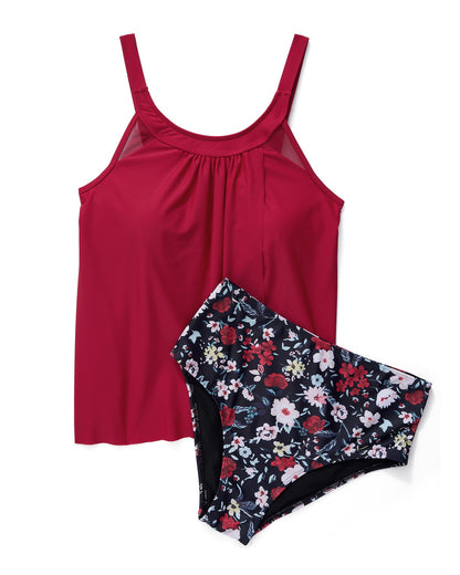 Women Tummy Control Tankini Bathing Suits High Waisted Padded Swimwear Plus Size Beachwear Swimsuit Bikini Sets Female