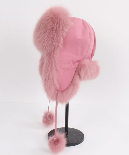 2025 Novo Chapéu Feminino Ushanka Russo de Pele de Raposa Natural Inverno Grosso Quente Orelhas Moda Chapéu Bomber Senhora Gorro Genuíno de Pele de Raposa Real