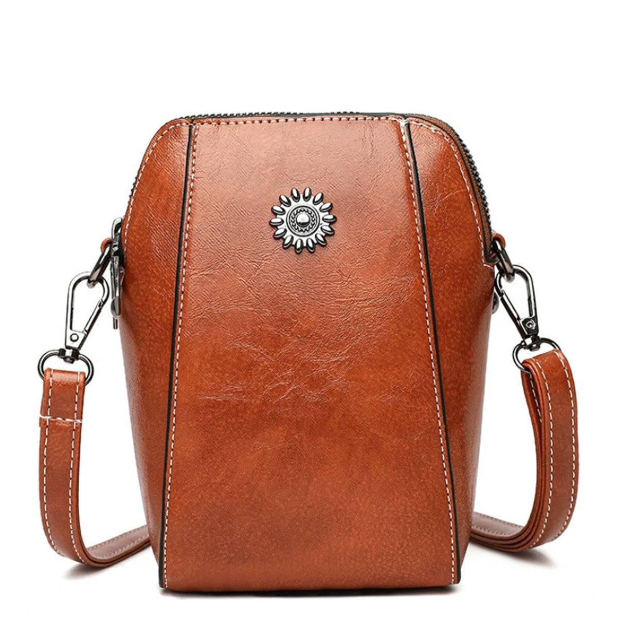 Ladies' fashionable soft leather single-shoulder bag, trendy vertical design crossbody bag, portable phone storage bag