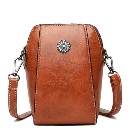 Ladies' fashionable soft leather single-shoulder bag, trendy vertical design crossbody bag, portable phone storage bag
