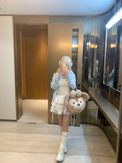 Summer White Mini Skirts Women Lace Patchwork Sweet A-line Slim High Street Bow Korean Fashion Y2k Skirt Harajuku Streetwear Ins