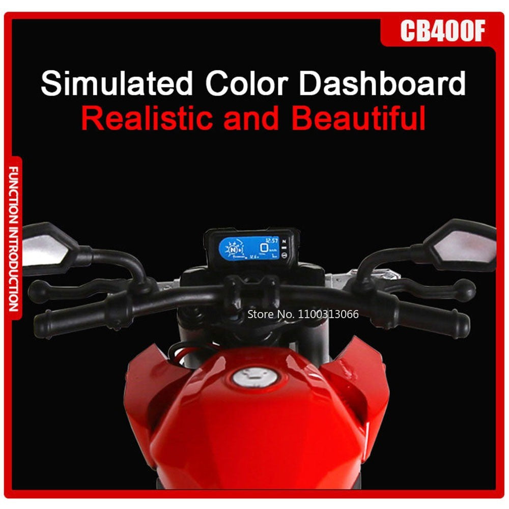 Modelos de Motocicletas 1:12 Honda CB400F R1 Carros de Brinquedo com Luz Musical Direção de Roda Miniatura de Motocicleta Ornamento de Mesa de Escritório