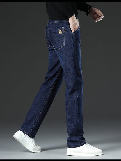 28-40 Large Size Winter Men Plush Thick Fleece Trouser Lambswool Thermal Jeans Casual Pants Windproof Warm Cotton Denim Pants