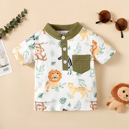 2PCS Infants Baby Boys Summer Fashion Clothes 3-24M Toddler Baby Boys Cute Cute Animal Printed Gentleman's suit