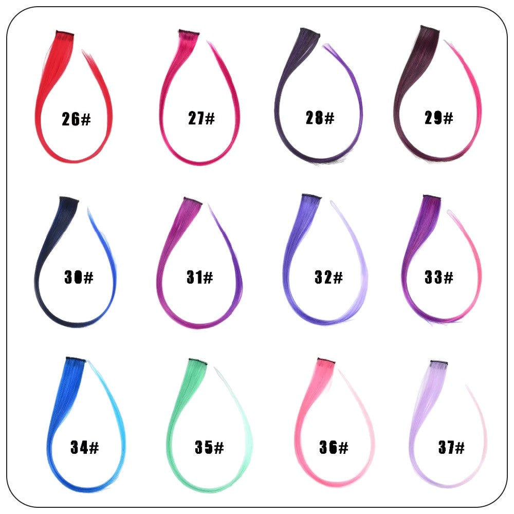 Mega Hair Tic Tac Sintético 55 cm Longo Colorido Liso Peças de Cabelo Sintéticas para Uso Diário Festas
