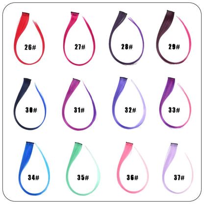Mega Hair Tic Tac Sintético 55 cm Longo Colorido Liso Peças de Cabelo Sintéticas para Uso Diário Festas