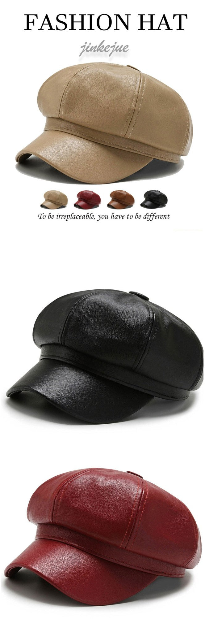 Chapéu Octagonal de Couro para Outono e Inverno Estilo Britânico Retrô Casual Boina Feminina Fofa da Moda Versátil