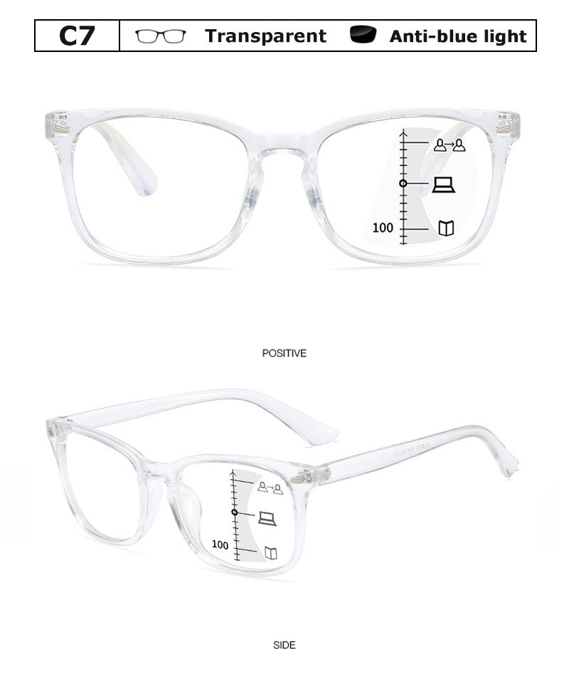 Óculos De Leitura Multifocal Quadrado CRIXALIS Óculos Masculino Fashion Com Dioptrias Antirreflexo Computador Feminino UV400