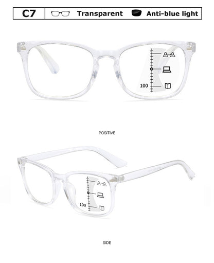 Óculos De Leitura Multifocal Quadrado CRIXALIS Óculos Masculino Fashion Com Dioptrias Antirreflexo Computador Feminino UV400